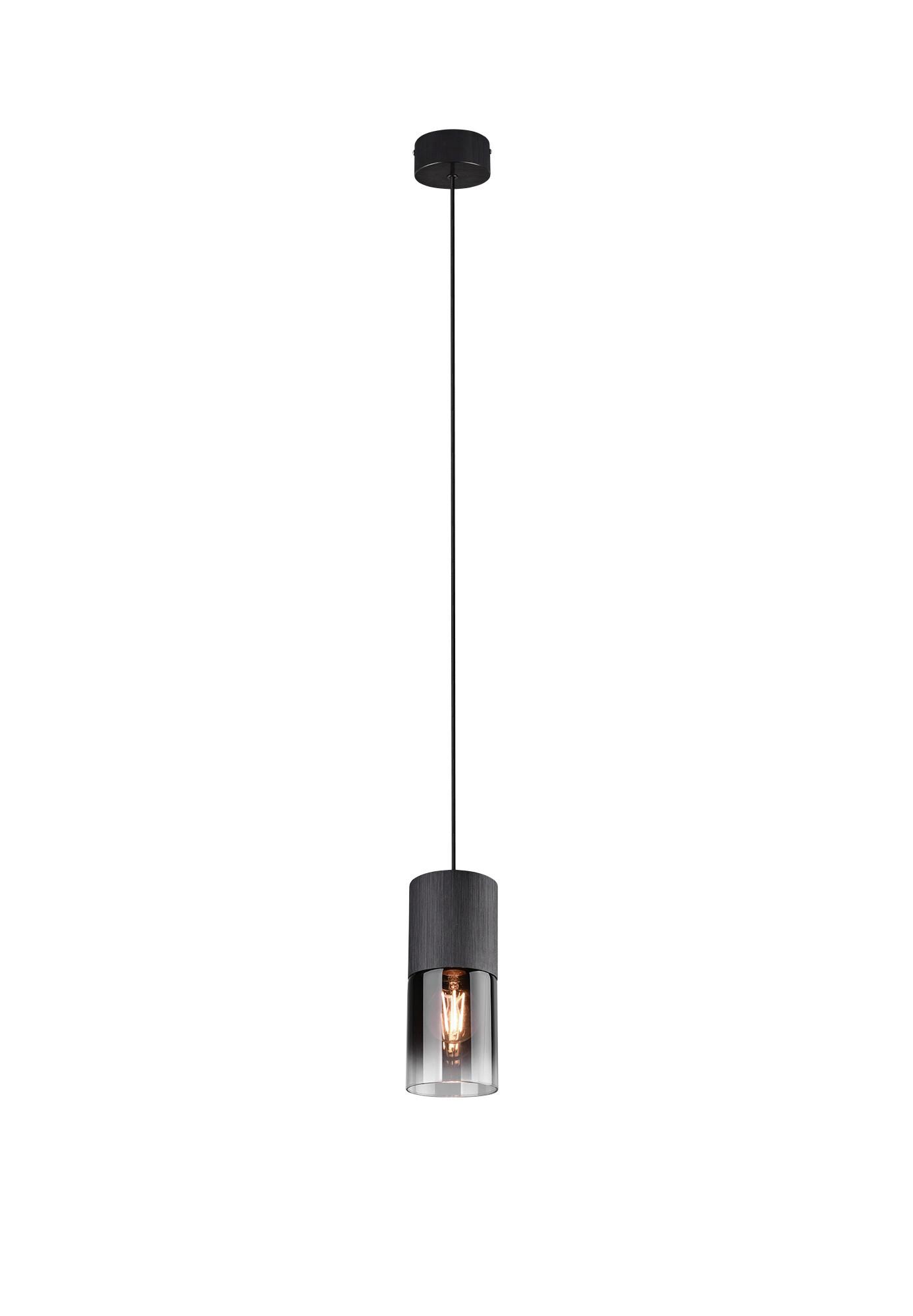 Hängeleuchte Robin H: 23-150cm 1-Flammig, Beliebig Kürzbar - Schwarz, Design, Glas/Metall (10/23-150cm) - Trio Leuchten