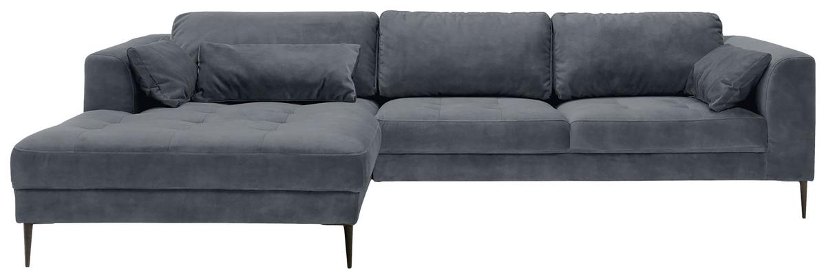 Ecksofa Luzi - Blaugrau/Schwarz, MODERN, Textil (168/280cm) - Trendmanufaktur