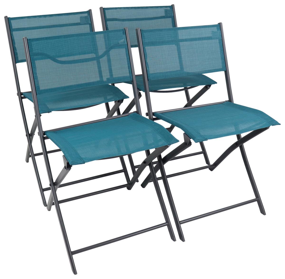 Klappsessel-Set 4-Tlg. Sumila Metall/Textil - Türkis/Schwarz, MODERN, Textil/Metall (45/79/46cm) - Ambia Garden