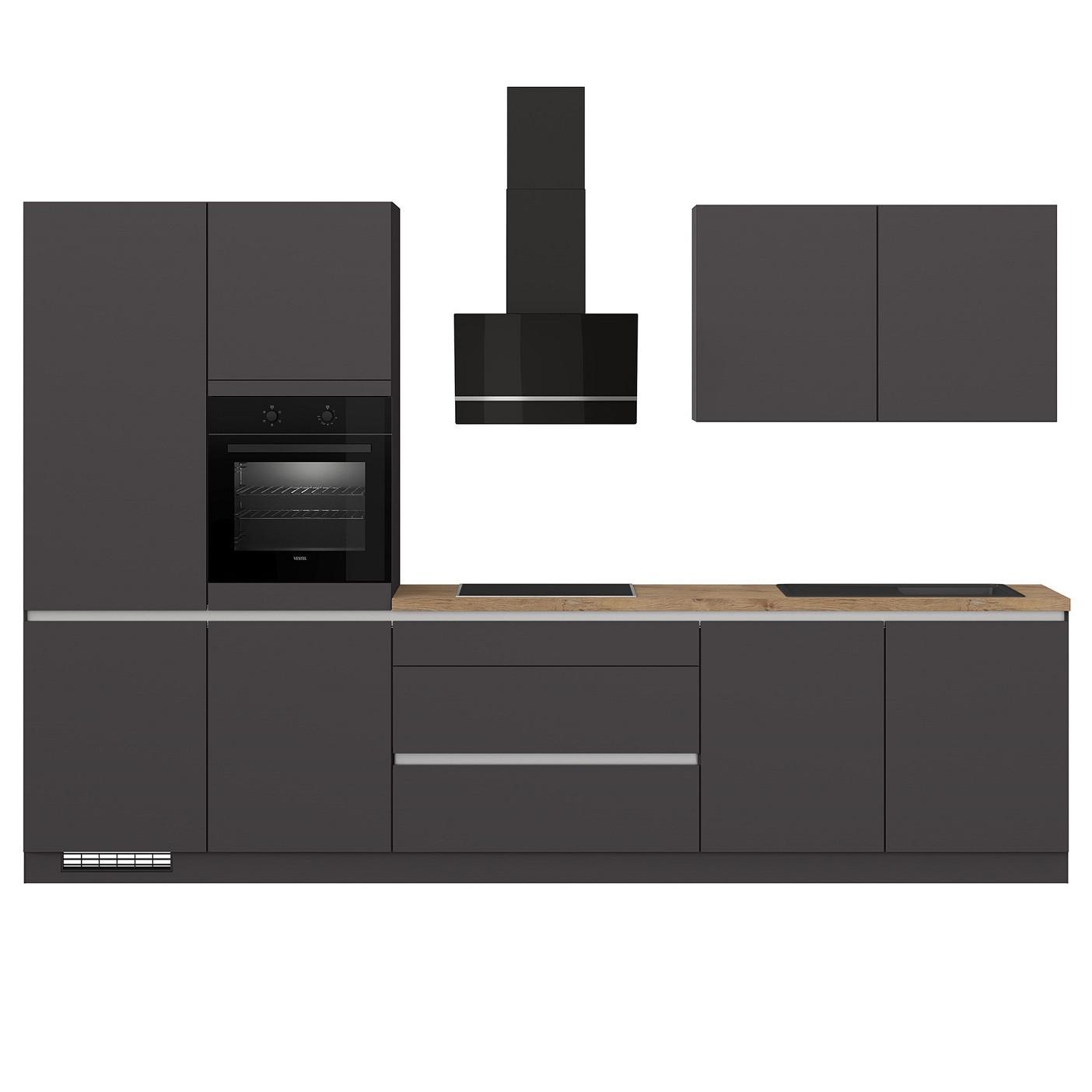 Küchenblock Ip 3150 - Eichefarben/Graphitfarben, Trend, Holzwerkstoff (340cm) - Impuls