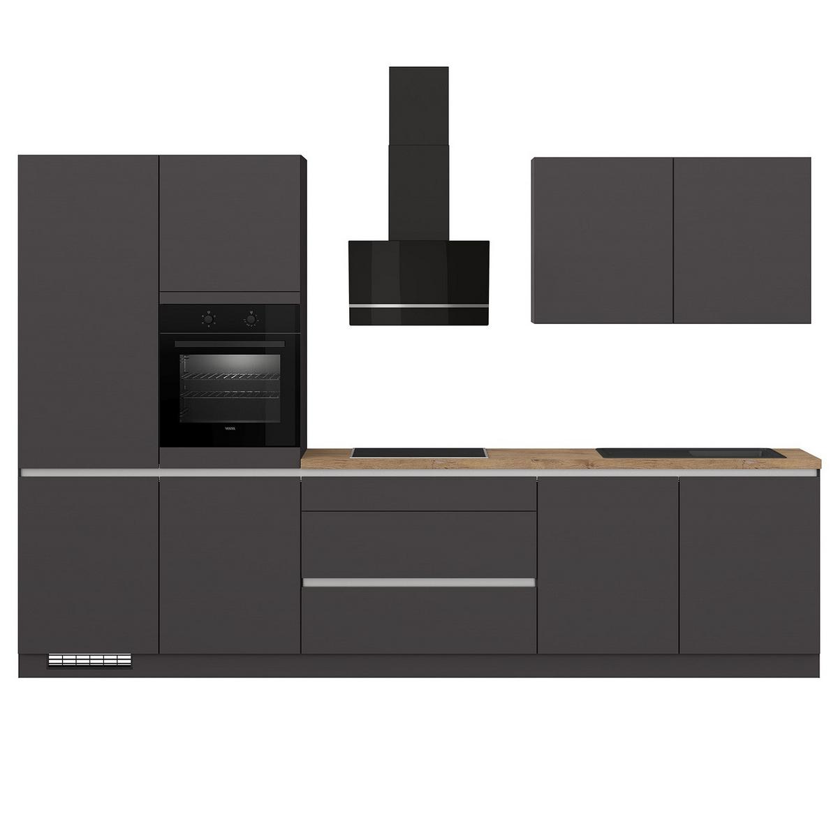 Küchenblock Ip 3150 - Eichefarben/Graphitfarben, Trend, Holzwerkstoff (340cm) - Impuls