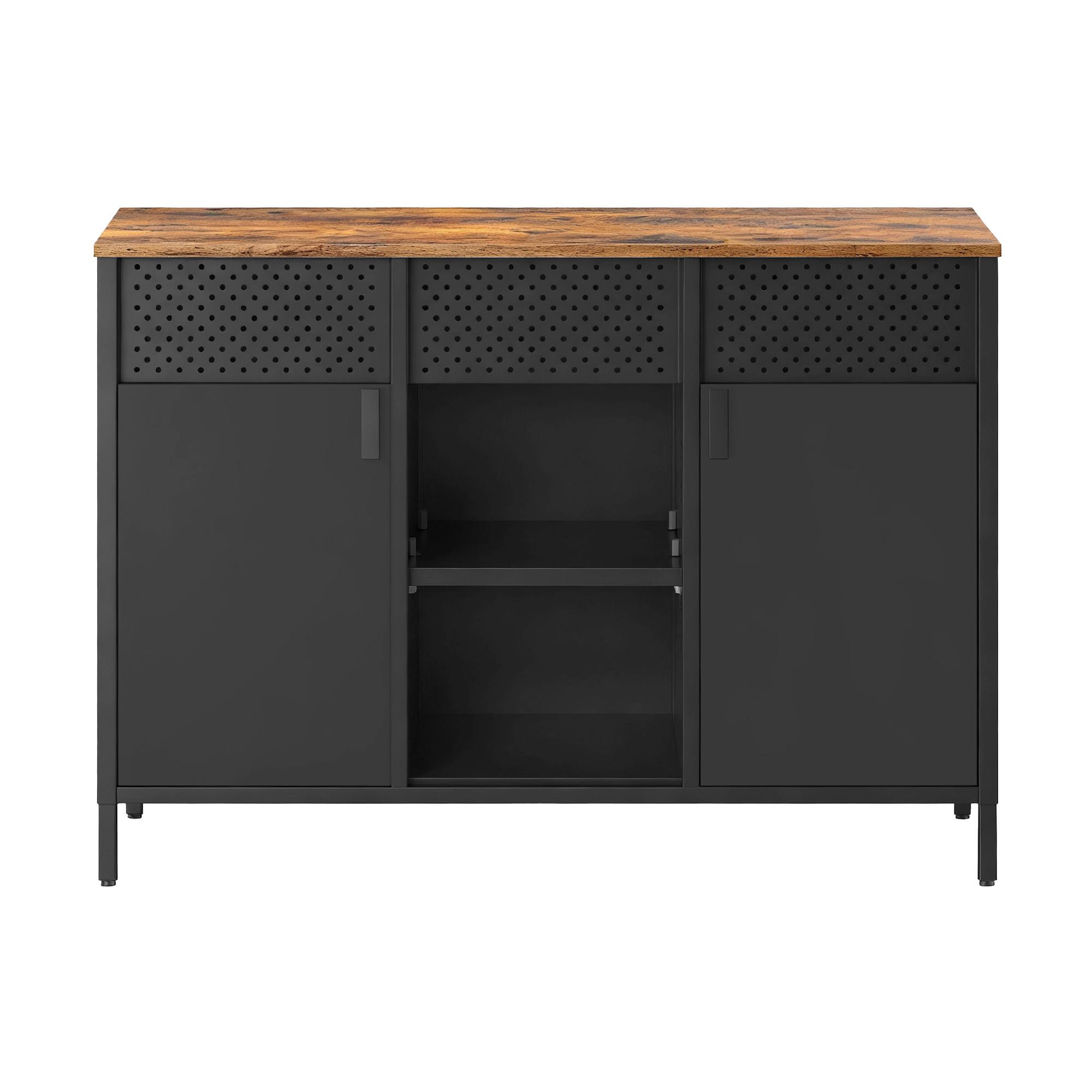 KOMODA ČIERNA - hnedá/čierna, Trend, kov/kompozitné drevo (110/76/40cm) - Boxxx