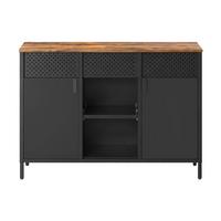 KOMODA ČIERNA - hnedá/čierna, Trend, kov/kompozitné drevo (110/76/40cm) - Boxxx