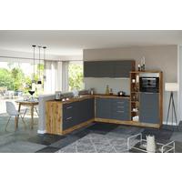 Eckküche Florenz Ohne Geräte 240x270 Cm Grau/eichefarben - Eiche Wotan/Grau, Design, Holzwerkstoff (240/270cm) - Held