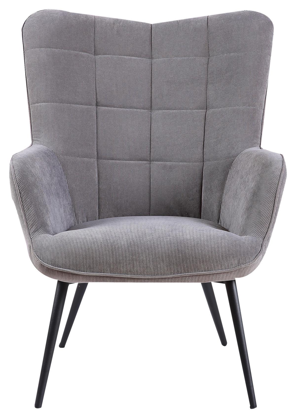 Polstersessel mit Armlehnen Uta Textil Grau/Schwarz - Schwarz/Grau, MODERN, Holzwerkstoff/Textil (72/97/80cm) - MID.YOU