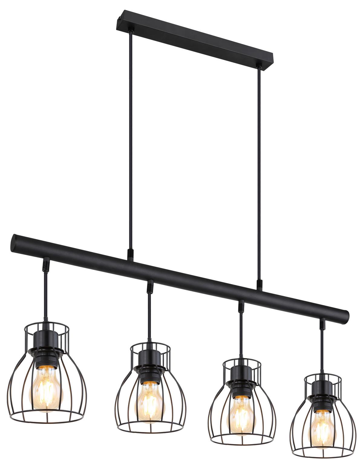 LED-Hängeleuchte 15326-4lm - Schwarz, Trend, Kunststoff/Metall (77/14/120cm) - Globo