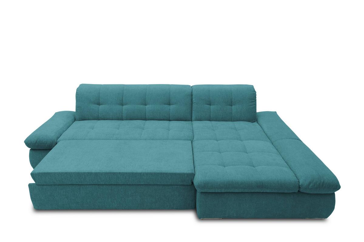 Ecksofa Mit Schlaffunktion Moric Petrol Mikrofaser - Chromfarben/Petrol, KONVENTIONELL, Textil (300/172cm) - MID.YOU