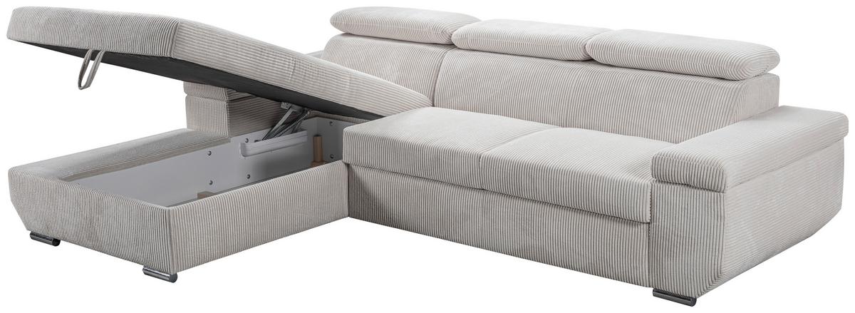 Sofa Lars Beige, Lf: 146x240 Cm - Chromfarben/Creme, Basics, Textil (189/268cm) - Livetastic