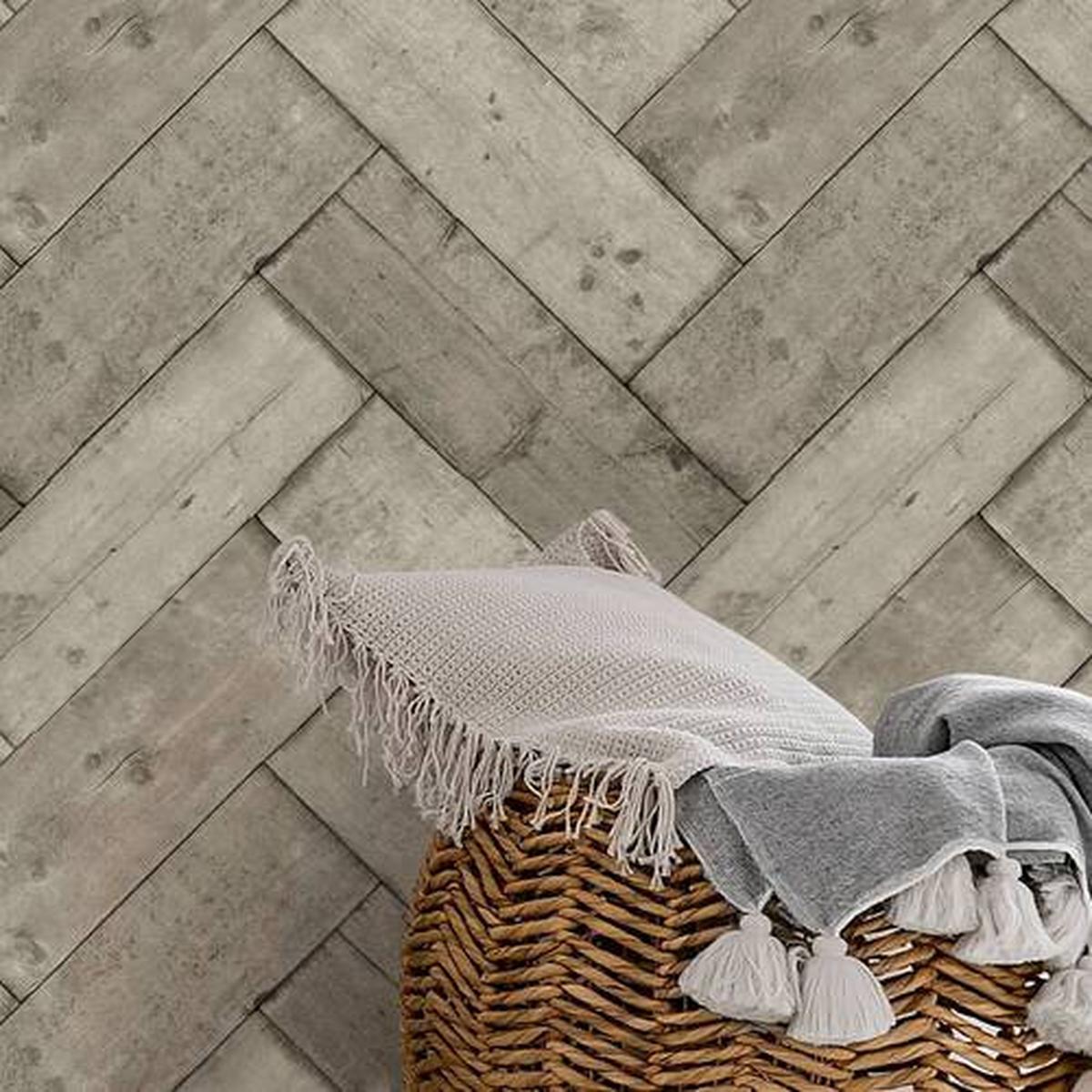 Vliestapete Herringbone - Hellgrau, Basics, Papier/Kunststoff (53/1000cm)