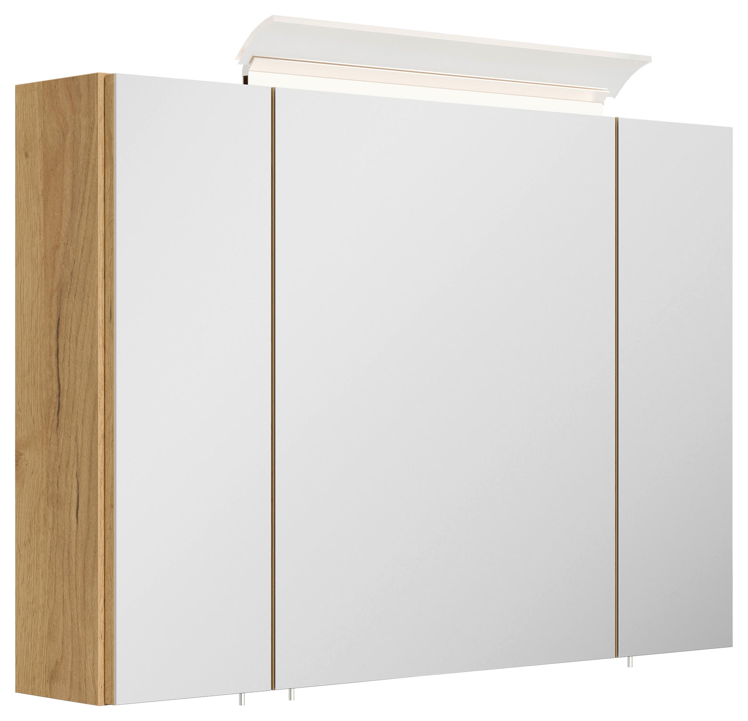 Spiegelschrank Eiche Dekor B: 90 cm - Eichefarben, MODERN, Glas/Holzwerkstoff (90/62/17cm) - MID.YOU