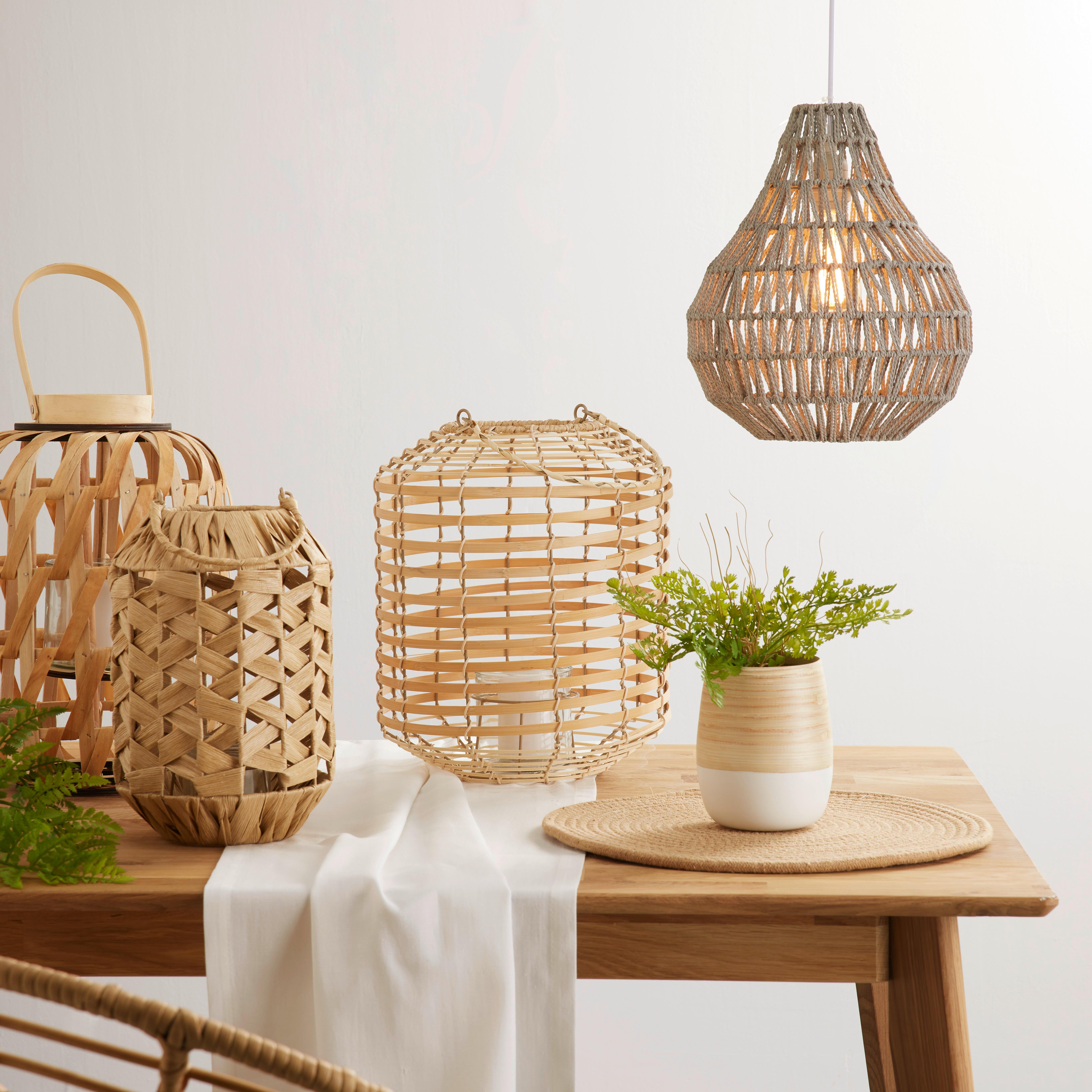 Lampáš Indole, Ø/v: 30/35cm - prírodné farby, Natur, kov/drevo (30/35cm) - Zandiara