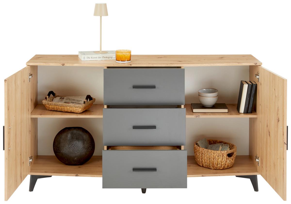 Kommode Ivona B: 160 Cm - Anthrazit/Schwarz, Trend, Holzwerkstoff (160/90/45cm)