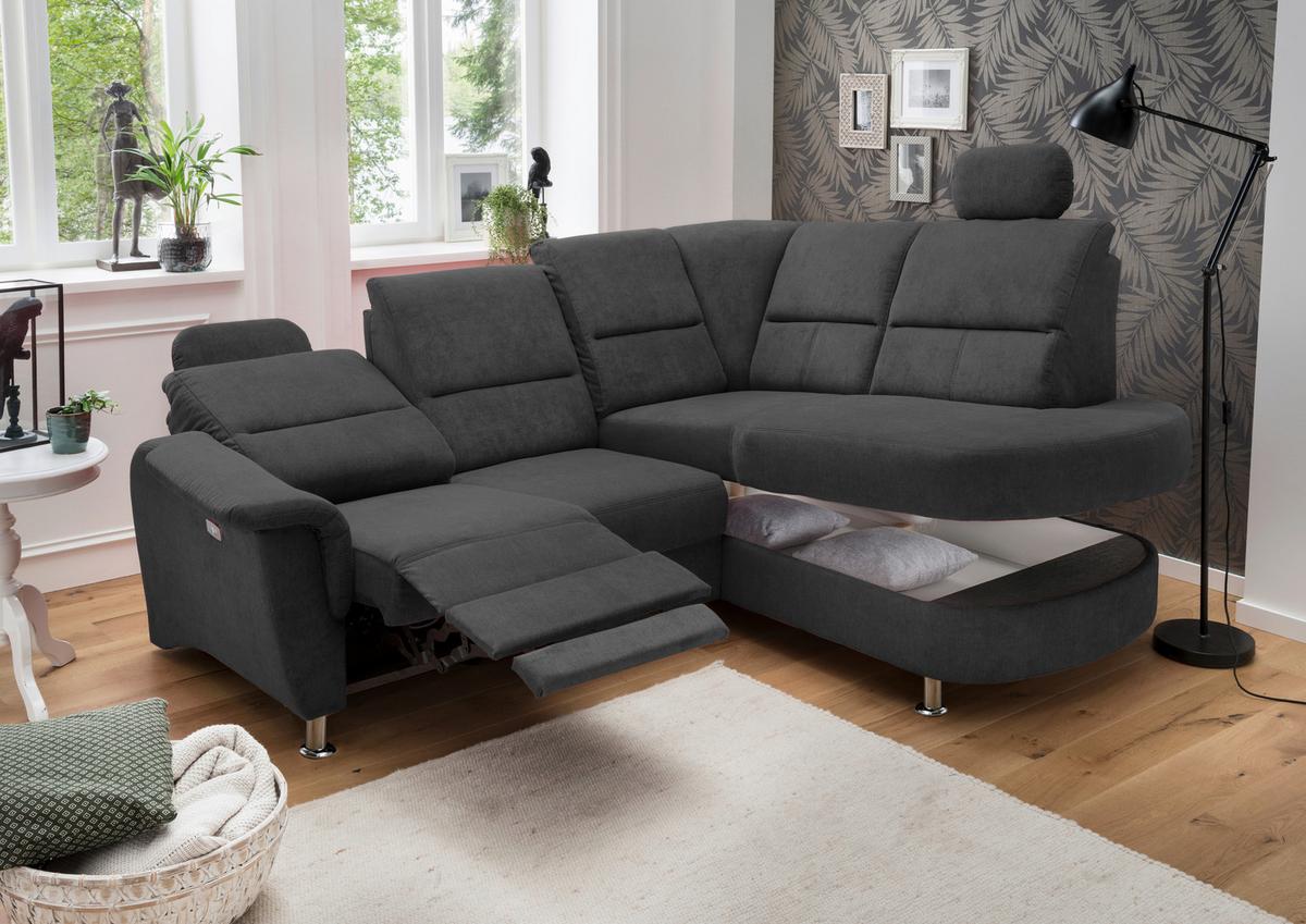 Ecksofa Parole Schwarz S: 231/184 cm - Chromfarben/Schwarz, KONVENTIONELL, Textil (231/184cm) - Livetastic