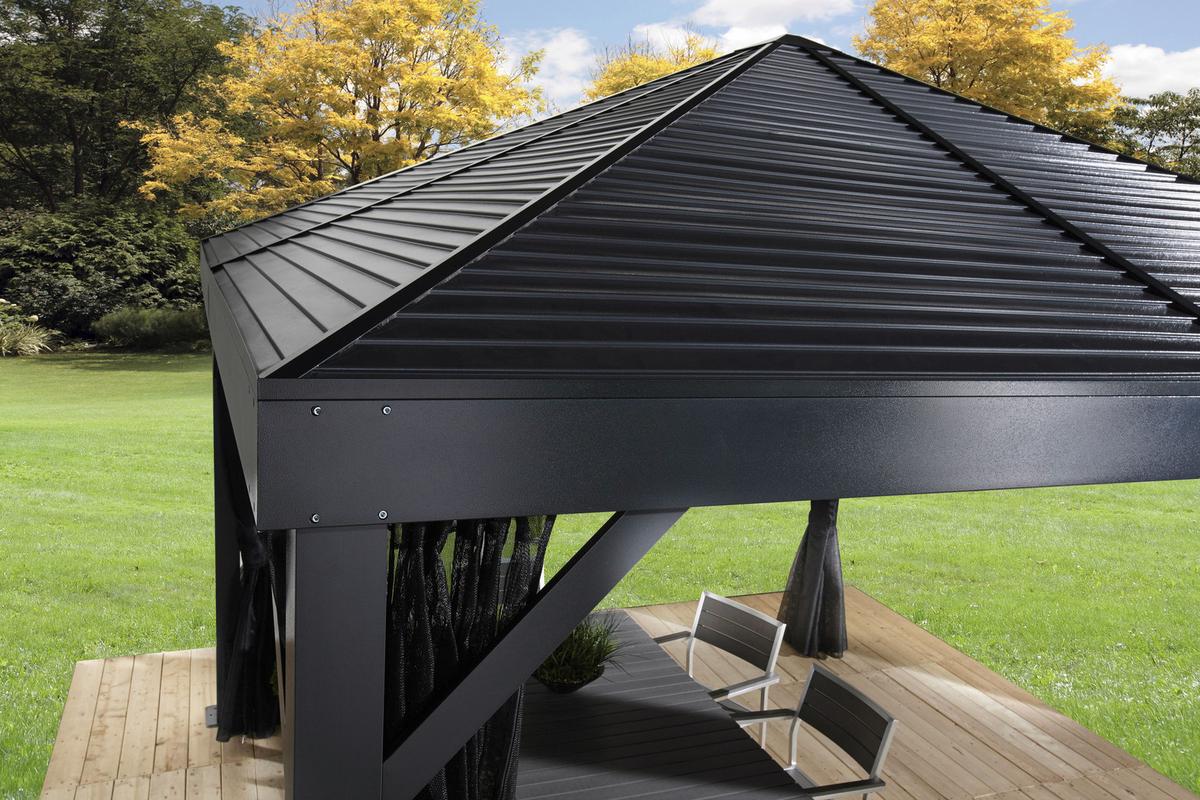 Pavillon South Beach 363x363 Cm Wetterfest Gartenpavillon - Anthrazit, Basics, Metall (363/310/363cm)