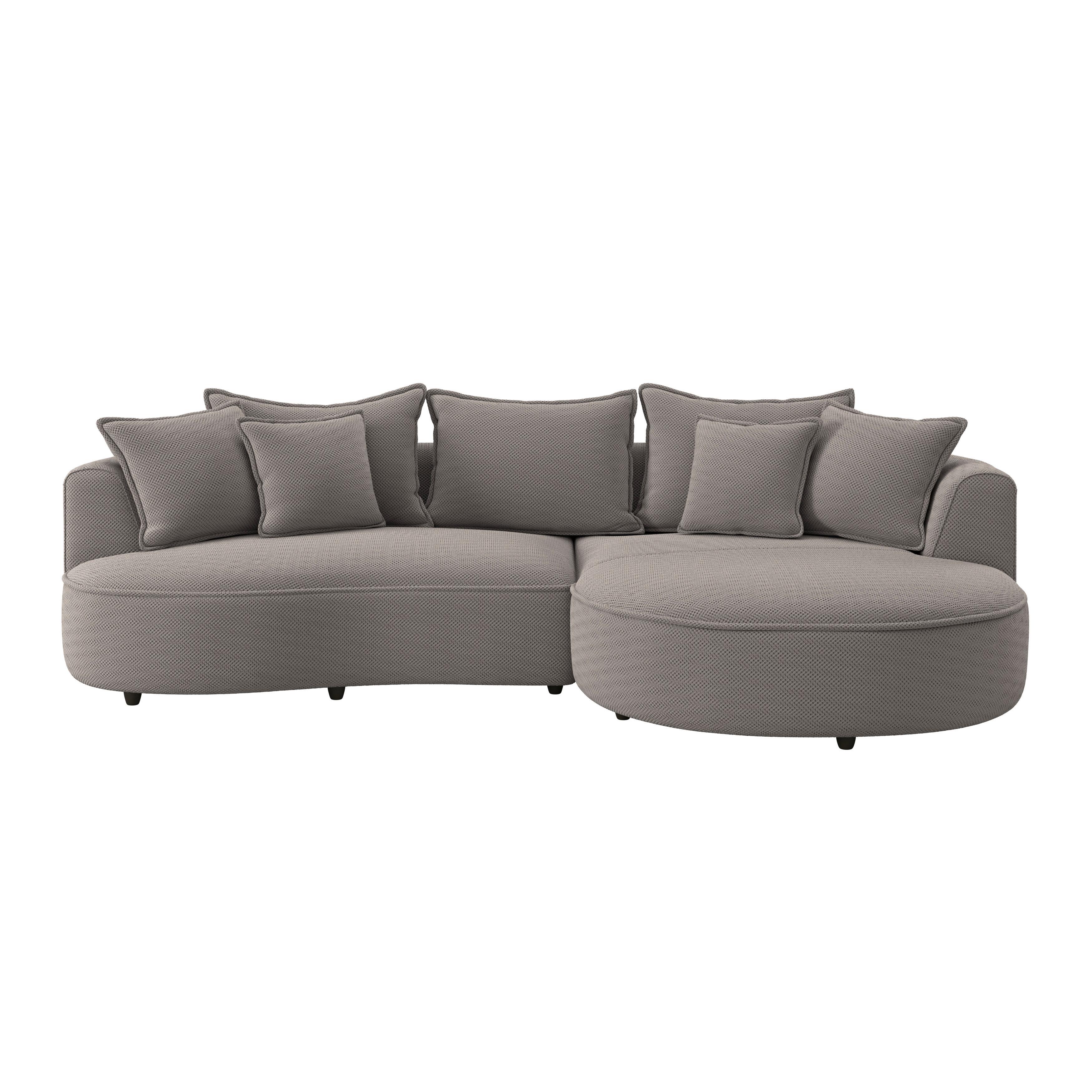 Rohová sedačka LEVI, pravá, cappuccino, se 7 polštáři - černá/cappuccino, Moderní, textil/plast (287/168cm)
