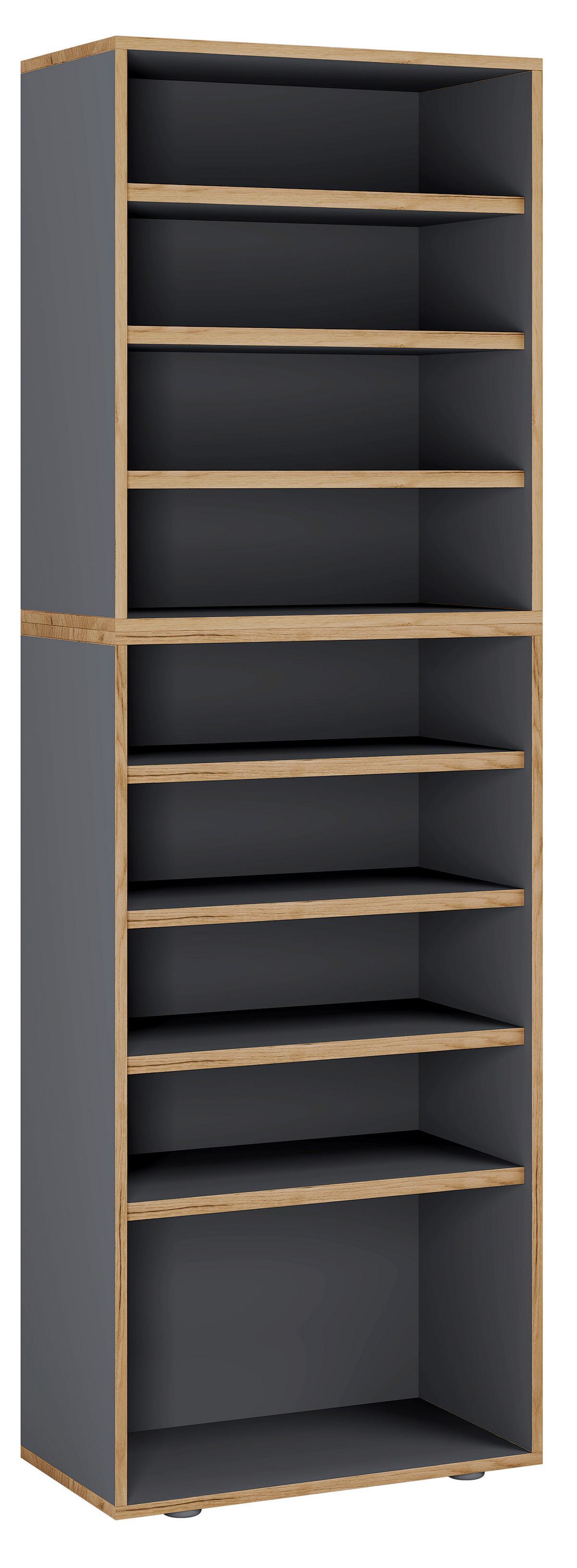 Schuhregal Salia Anthrazit/Honigeiche B: 60 cm - Honigeiche/Anthrazit, Design, Holzwerkstoff (60/183/33cm) - MID.YOU
