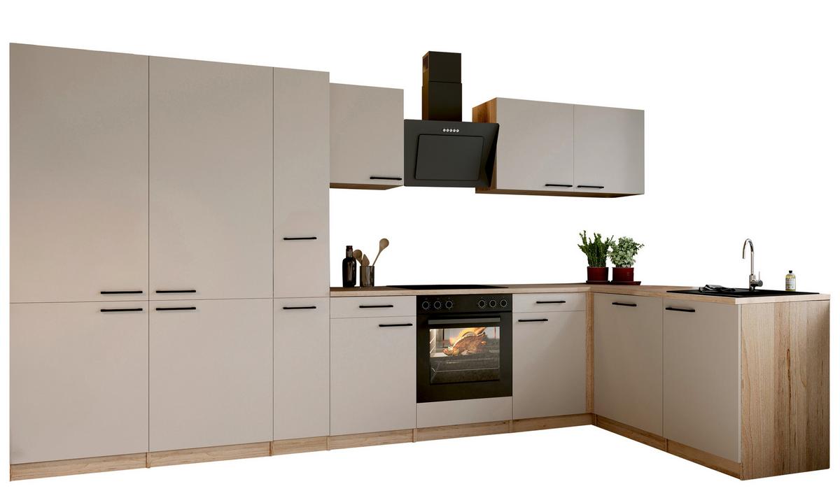 ECKKÜCHE Merle, Kaschmir S: 370x172cm - Kaschmir/Eichefarben, Trend, Holzwerkstoff (370/172cm) - Respekta