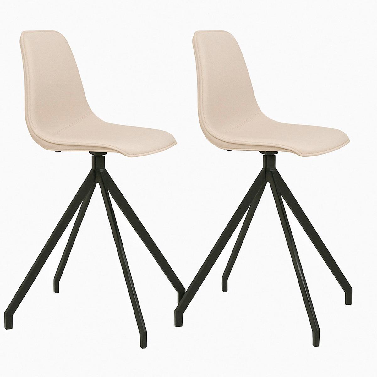 Stuhl-set Monaco Sandfarben B: 48 Cm - Sandfarben/Schwarz, MODERN, Textil/Metall (48/86/56cm) - MID.YOU