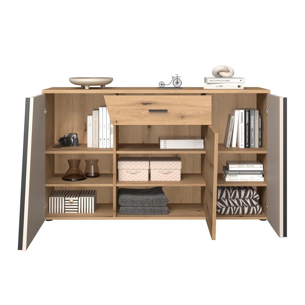 Sideboard Venedig NEW Eichefarben/Kaschmir B: 150 cm - Kaschmir/Eichefarben, MODERN, Holzwerkstoff (150/87/40cm)