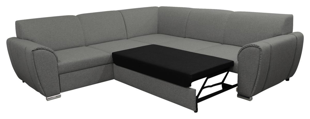 Ecksofa Delux Grau Mit Schlaffunktion Ottomane Links - Silberfarben/Grau, Design, Textil (266/266cm) - Livetastic