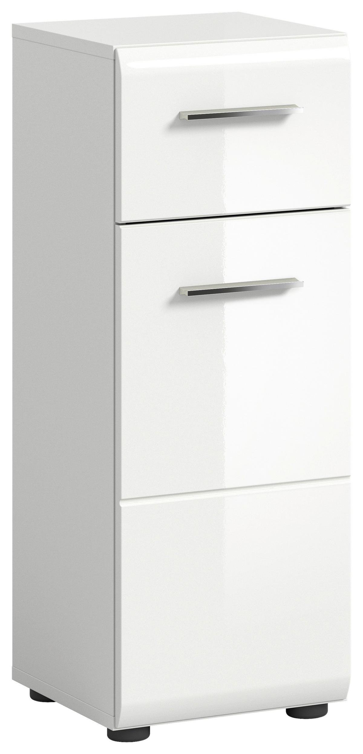 Unterschrank Ice B: 30 cm Weiß Hochglanz - Weiß Hochglanz/Schwarz, MODERN, Holzwerkstoff (30/80/30cm) - MID.YOU