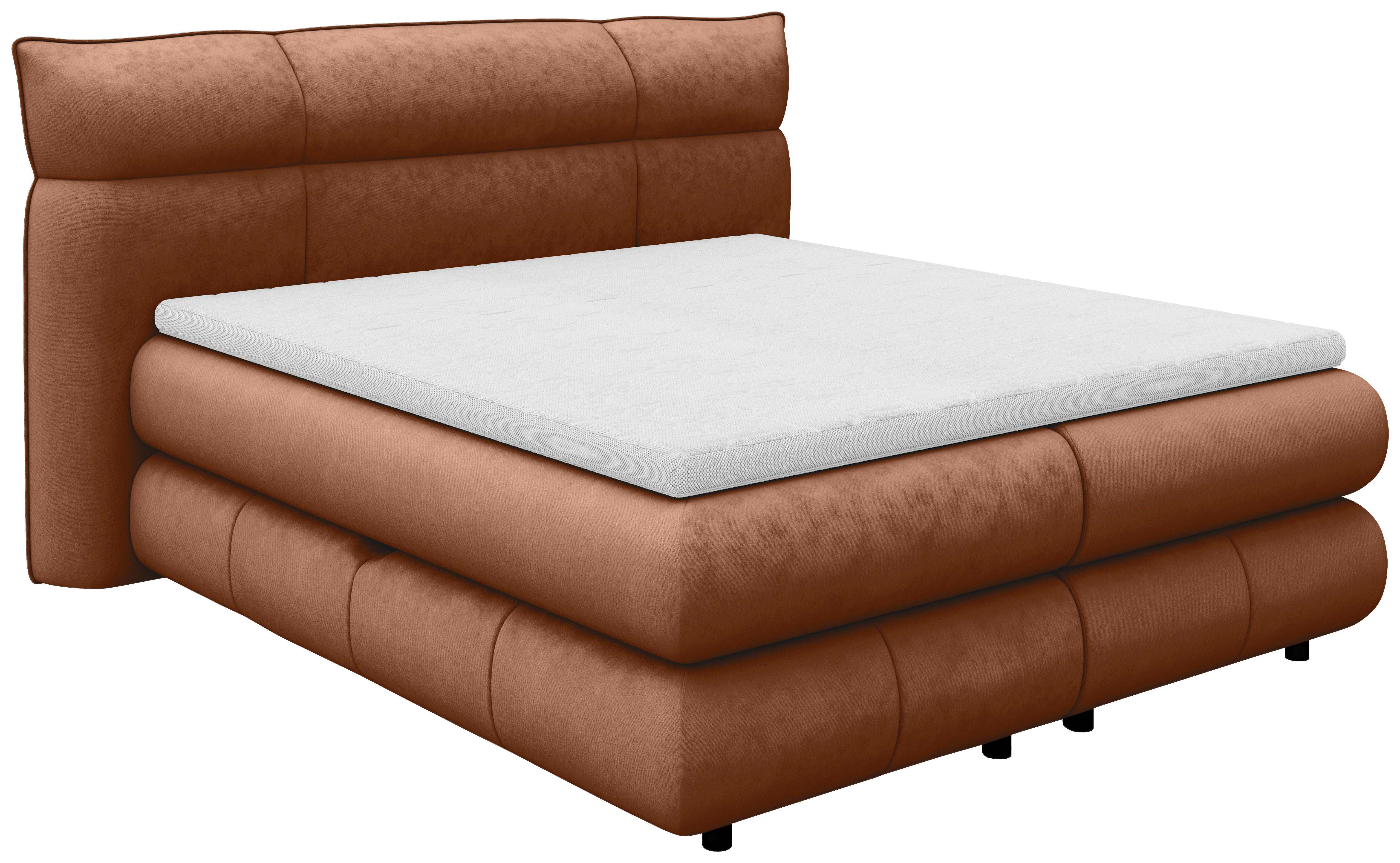 Boxspringbett Carmelo Kupfer 160x200 cm H3 - Schwarz/Kupferfarben, Trend, Textil (160/200cm)
