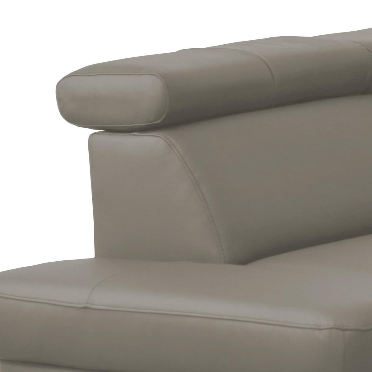 Ecksofa Lince Teilleder Schlammfarben 197x257 - Chromfarben/Schlammfarben, Design, Leder/Textil (197/257cm) - Livetastic
