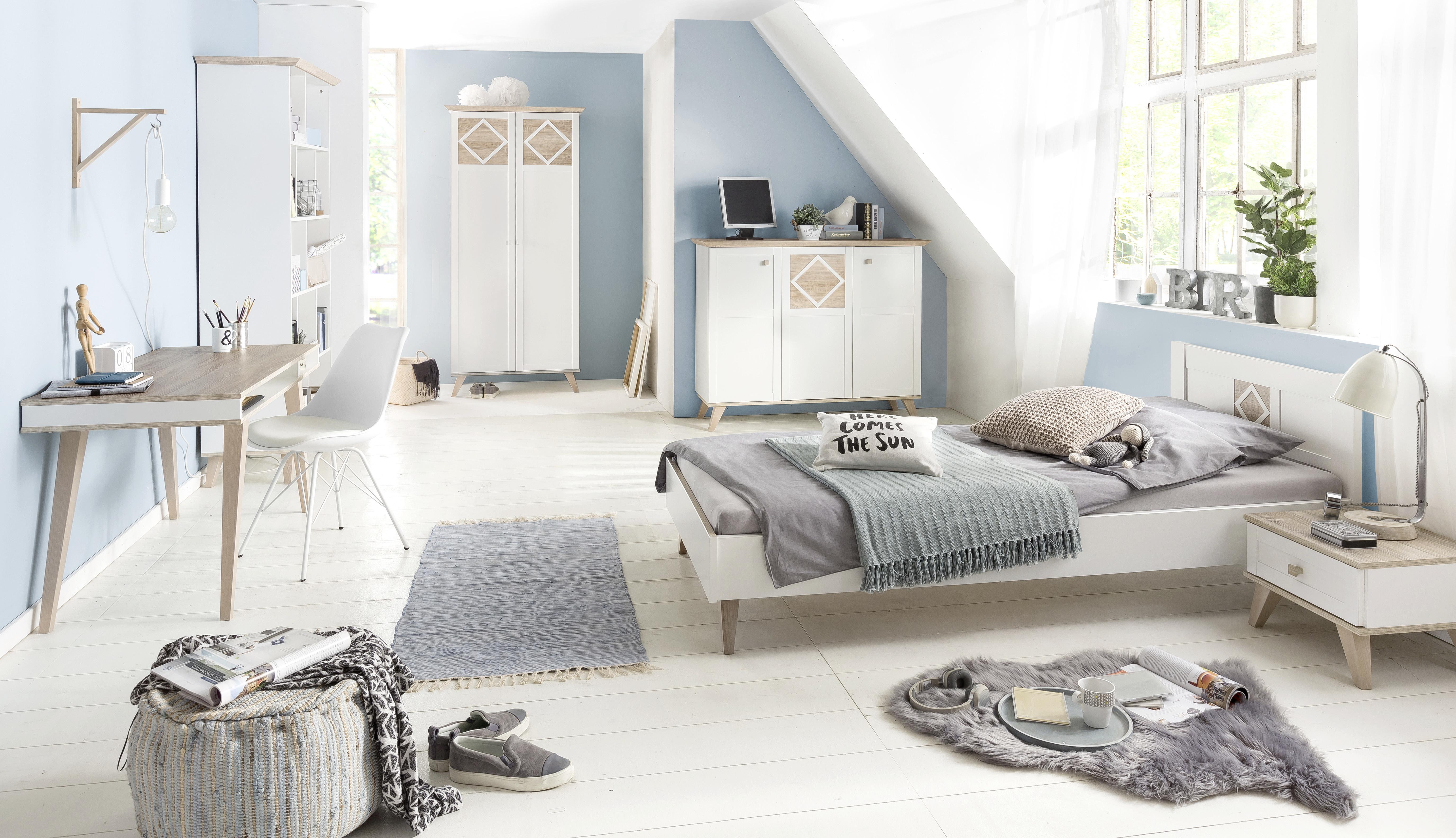 Ifjúsági Íróasztal Victor - tölgyfa/fehér, Design, faalapú anyag (120/60/75cm) - Livetastic