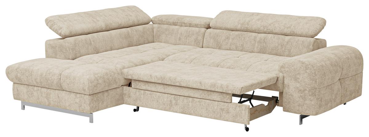 Ecksofa mit Schlaffunktion Cloud + Beige - Chromfarben/Beige, KONVENTIONELL, Textil (206/257cm) - Livetastic