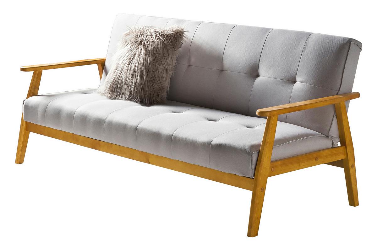 Schlafsofa Naturfarben/hellgrau B: 190 Cm - Hellgrau/Naturfarben, MODERN, Holz/Textil (190/81/85cm) - Livetastic