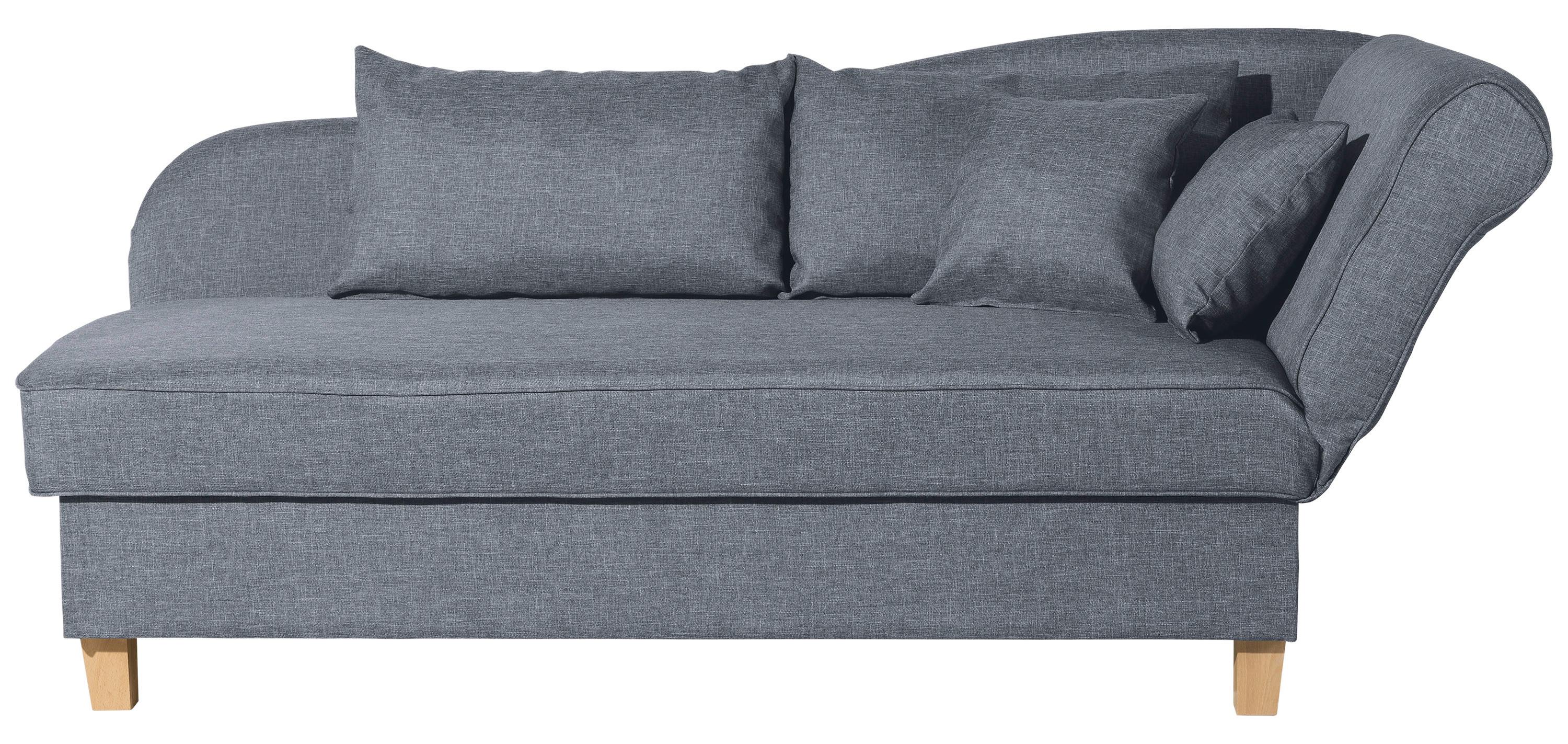 Recamiere Selma Blau Rechts Mit Bettkasten+schlaffunktion - Blau/Buchefarben, Design, Textil (190/88/82cm) - Max Winzer