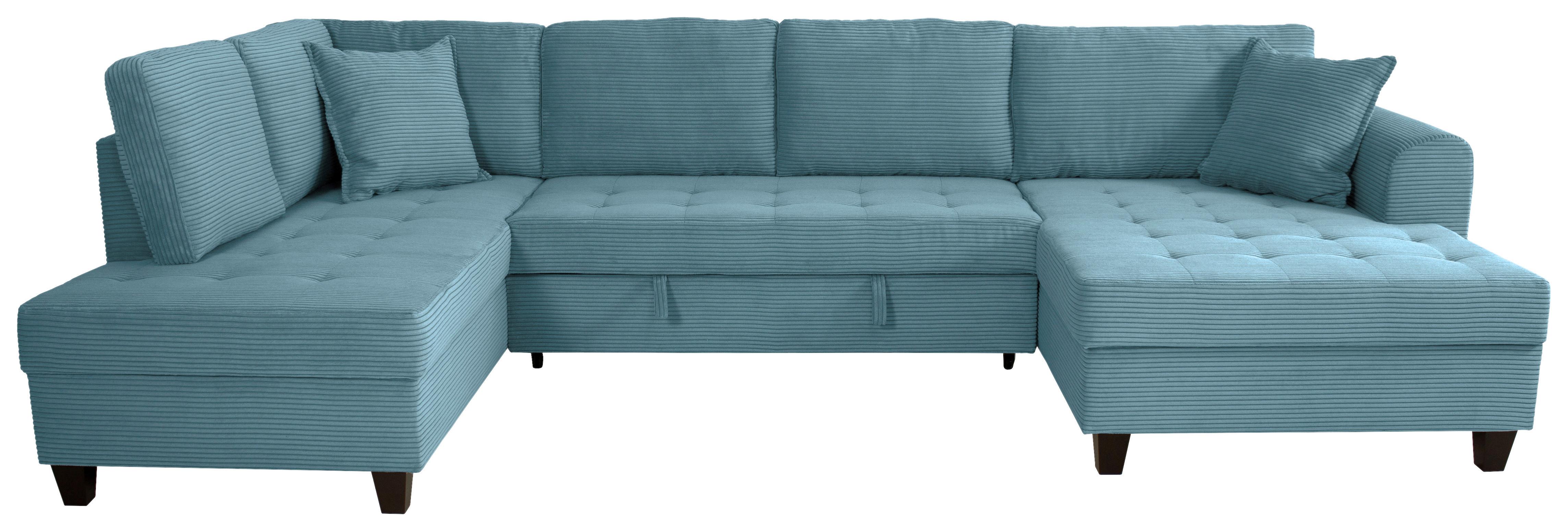 Wohnlandschaft Moritz Hellblau U-Form:178x324x155 Cm