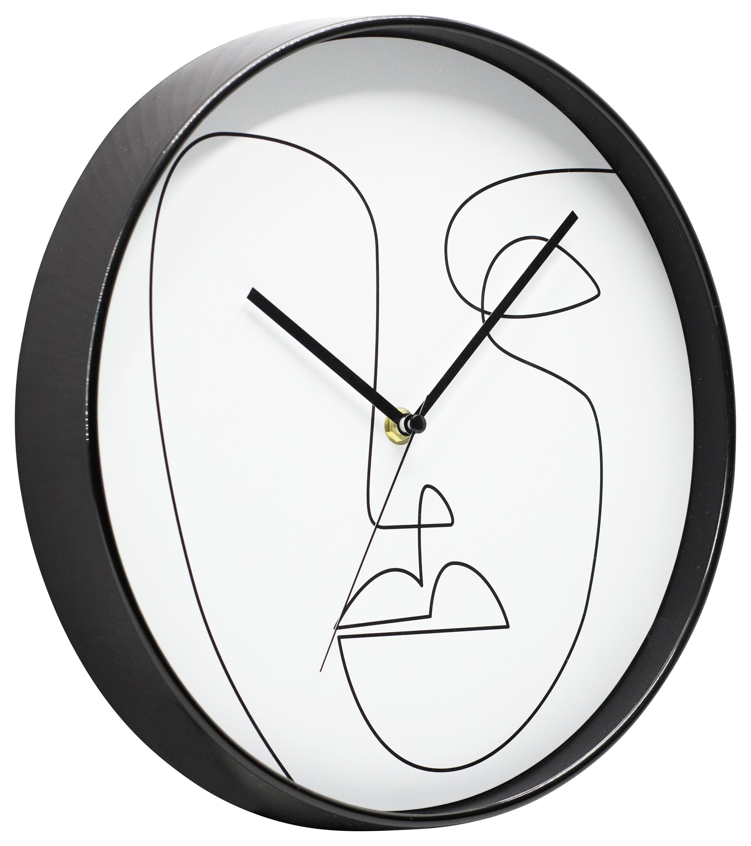 Nástěnné Hodiny Faces, Ø: 30cm - bílá/černá, Moderní, plast (30cm) - Modern Living