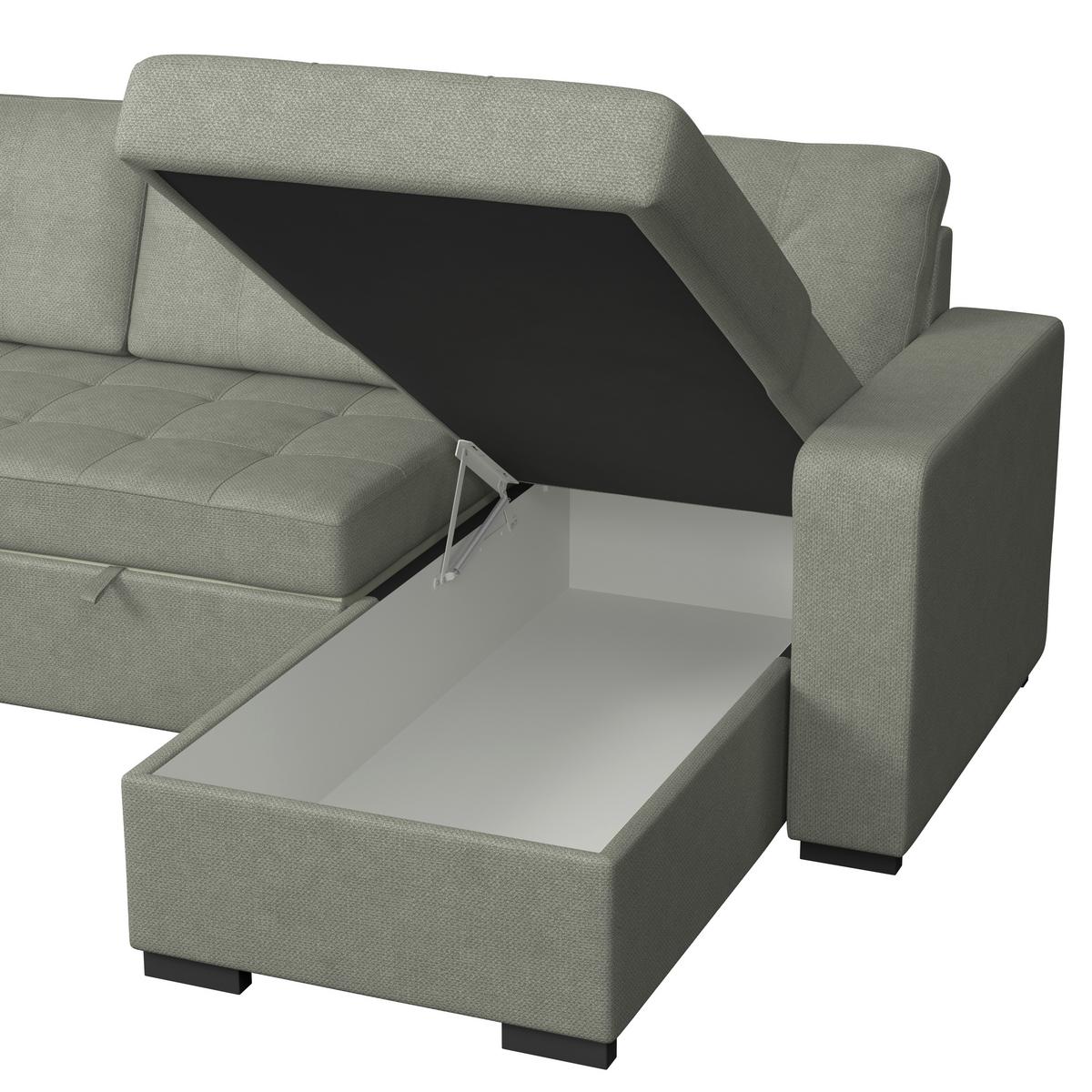 Ecksofa Turin Grün, 239x160cm - Dunkelgrün, Trend, Holz/Textil (239/160cm)