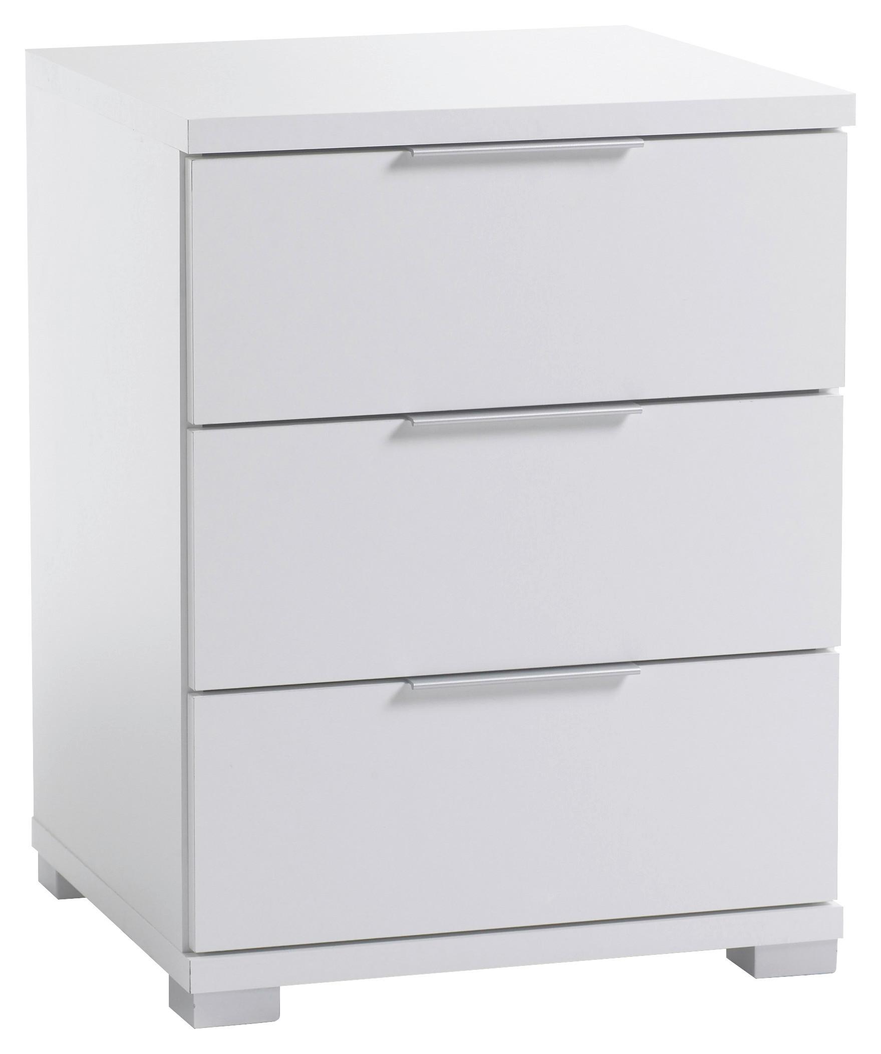 Nachtkästchen Smilla 3l W - Alufarben/Weiß, KONVENTIONELL, Holzwerkstoff (46/61/42cm)
