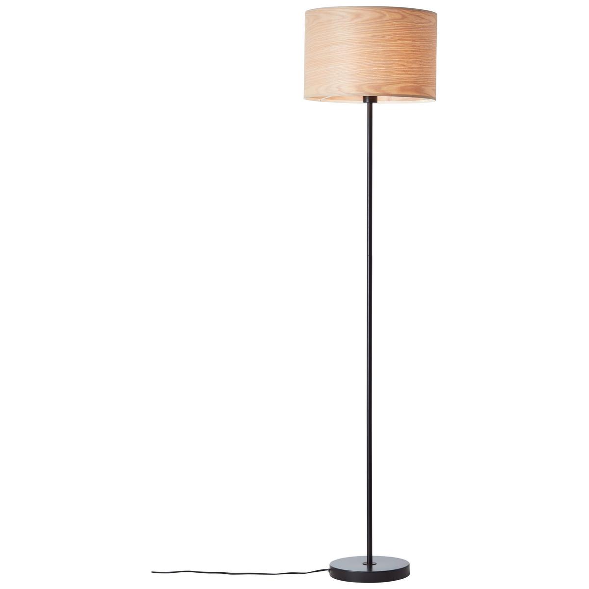 Stehlampe Holz Romm Hellbraun/Schwarz, Fußschalter - Hellbraun/Schwarz, Basics, Holz/Metall (38/161cm) - Brilliant