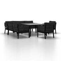 JEDÁLENSKÁ TERASOVÁ SÚPRAVA ELISA - čierna/sivá, Modern, kov/textil (238/74/75cm) - Bessagi Garden