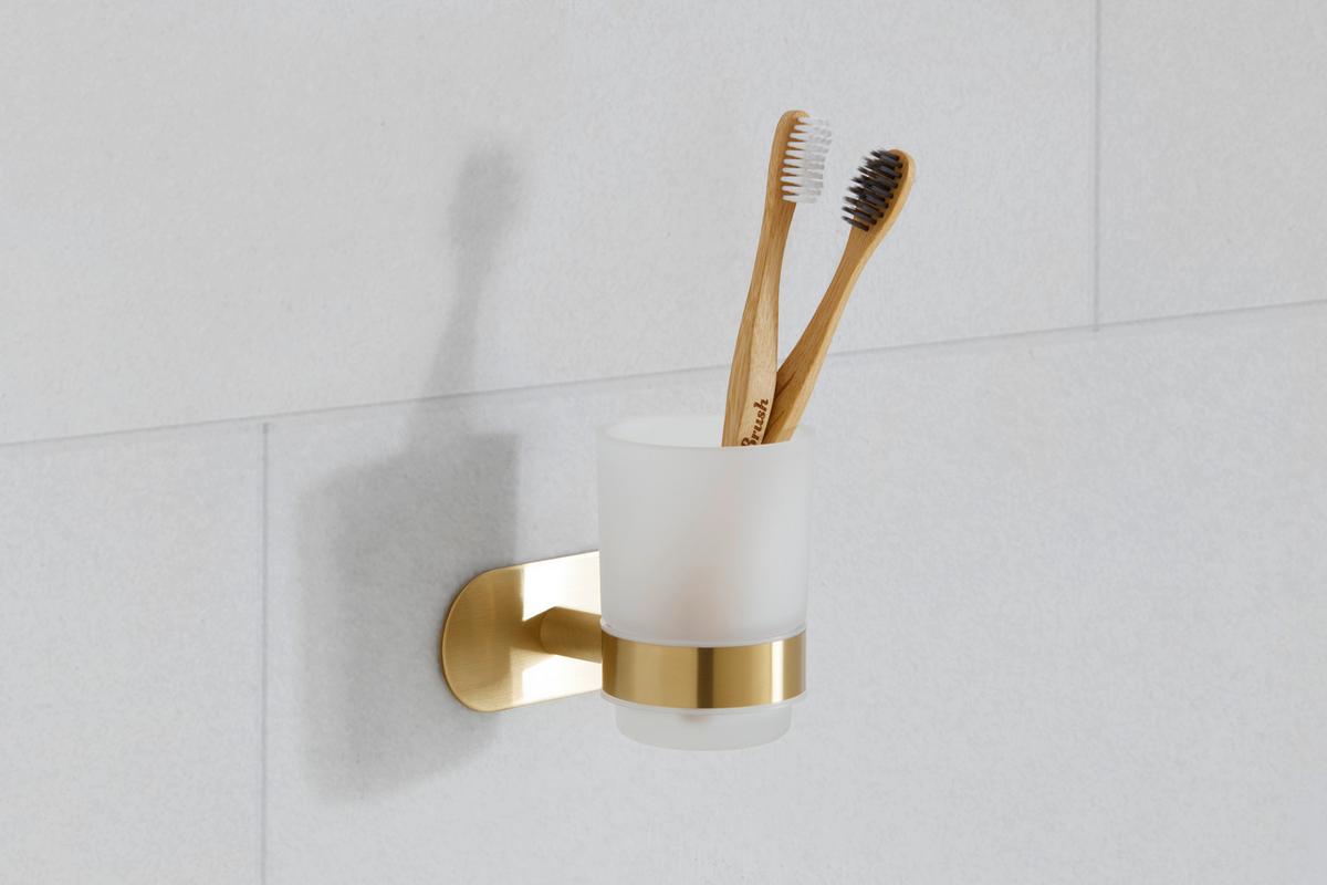 Držák na zubní kartáček OREA GOLD - barvy zlata, Lifestyle, kov/sklo (10/9,5/10cm) - Mömax