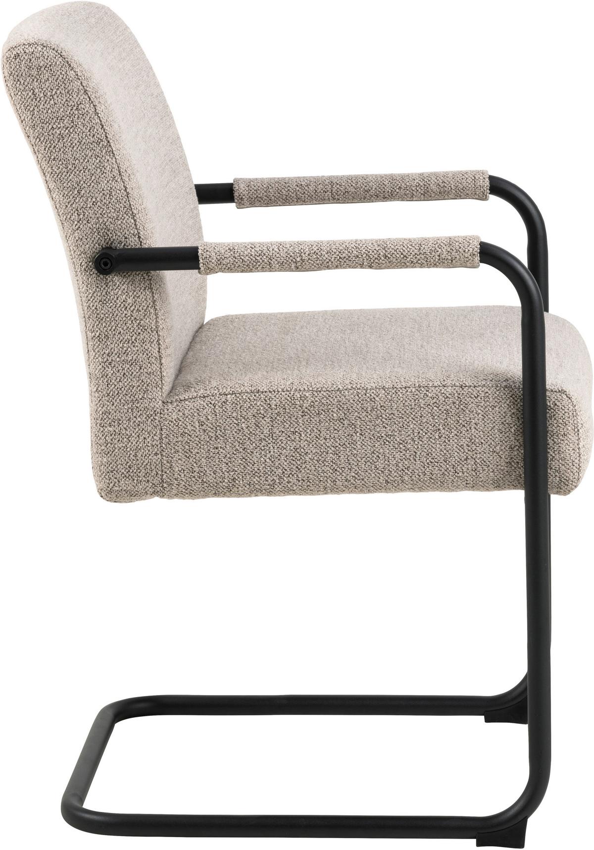 Armlehnstuhl Adele Beige B: 50,5 Cm - Beige/Schwarz, Design, Textil/Metall (50,5/84,5/64,5cm) - MID.YOU