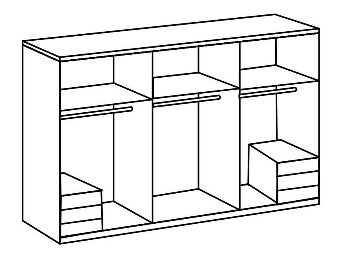 ➤ Drehtürenschrank online kaufen 300cm Dekor Möbelix MID.YOU Weiß/Eiche Level,