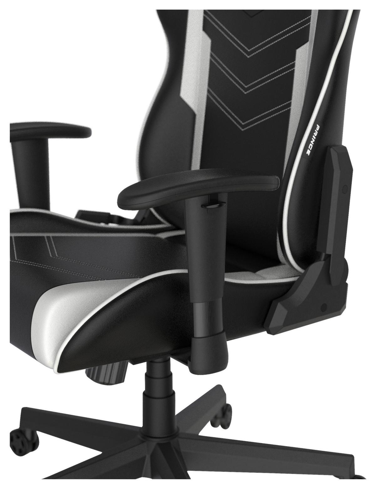 Gamingstuhl DX Racer Prince L - Schwarz/Weiß, MODERN, Kunststoff/Textil (67/126/67cm) - Dxracer