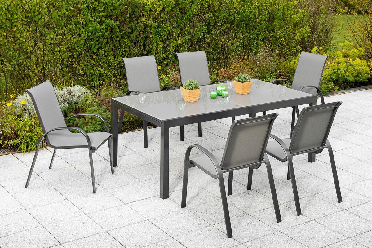 Gartenset Amalfi - Graphitfarben/Grau, MODERN, Textil/Metall - Gardenson