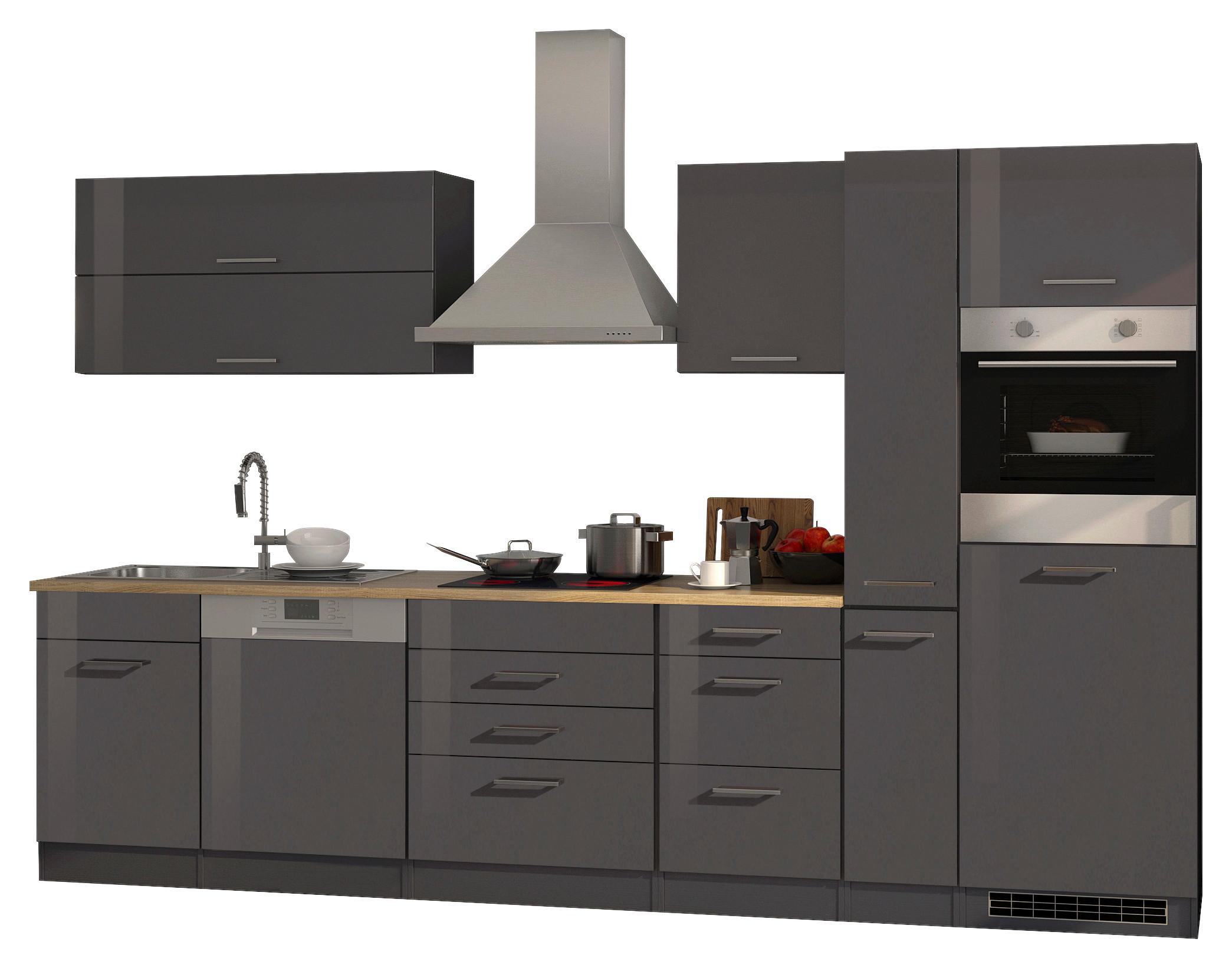 Küchenblock Mailand Graphitfarben B: 330cm - Graphitfarben/Sonoma Eiche, MODERN, Holzwerkstoff (330cm) - Held