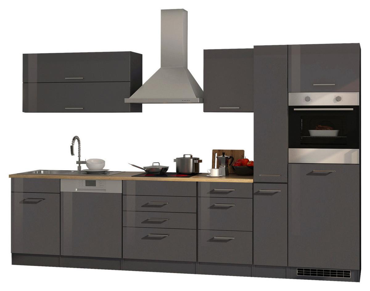 Küchenblock Mailand Graphitfarben B: 330cm - Graphitfarben/Sonoma Eiche, MODERN, Holzwerkstoff (330cm) - Held