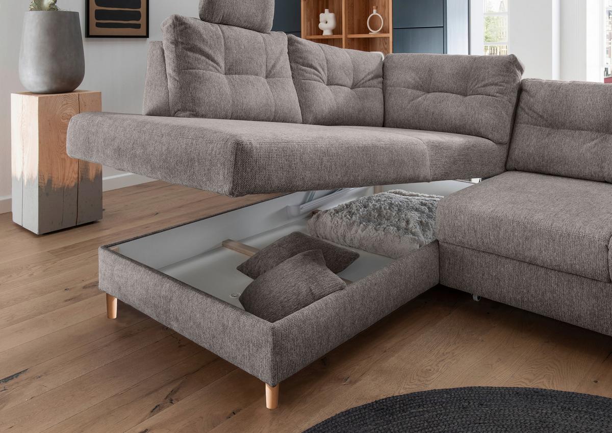 Ecksofa Brizzini Graubraun S: 206x264 Cm - Graubraun/Naturfarben, MODERN, Textil (206/264cm) - Livetastic