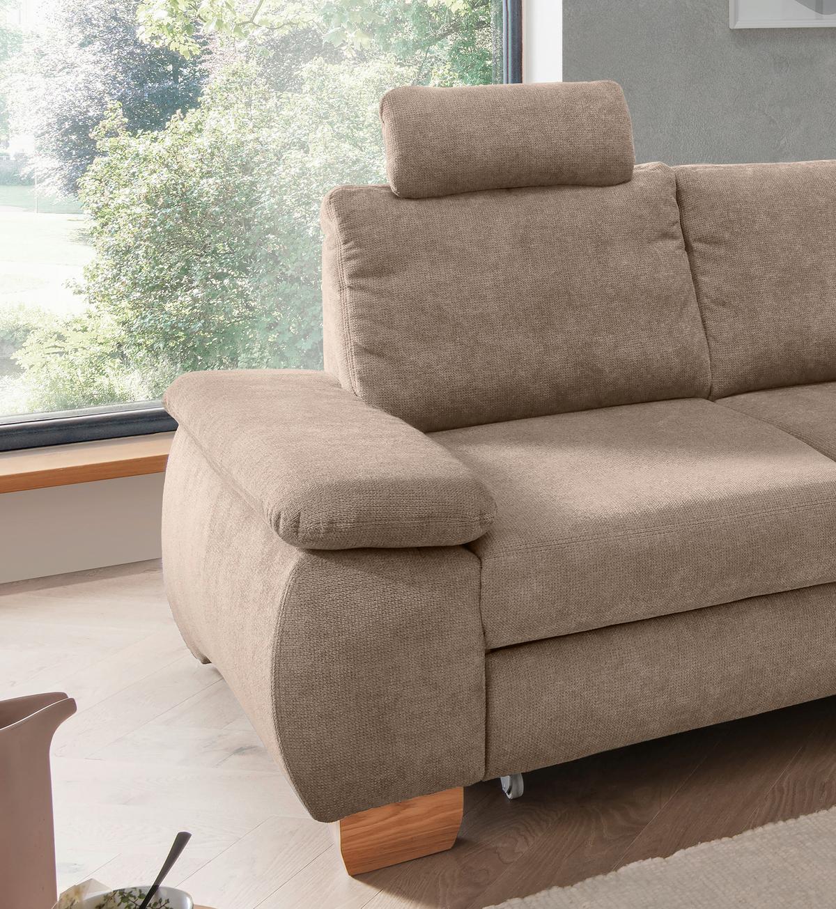 Eckschlafsofa Positano Hellbraun S: 261x206 Cm - Wildeiche/Hellbraun, MODERN, Textil (261/206cm) - Livetastic