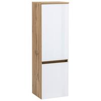 Midischrank mit Türdämpfung Helsinki 40cm Weiß/Eiche Dekor - Eichefarben/Silberfarben, KONVENTIONELL, Glas/Holzwerkstoff (40/130/35cm) - Held