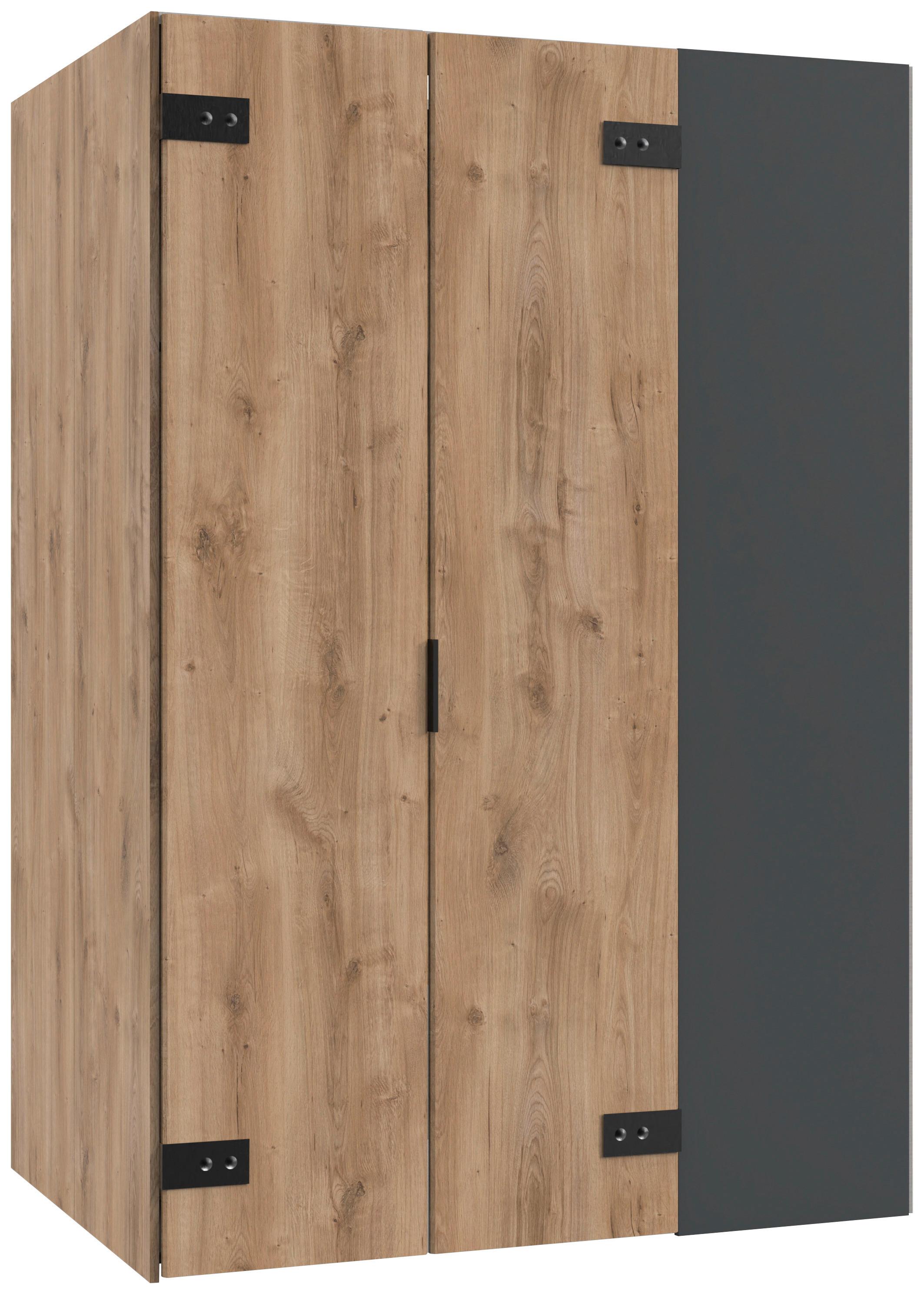 Eckkleiderschrank Liverpool Graphit/Eichefarben B: 135,2cm - Eichefarben/Graphitfarben, MODERN, Glas/Holzwerkstoff (135,2/197/97cm) - MID.YOU