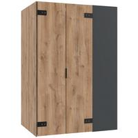 Eckkleiderschrank Liverpool Graphit/Eichefarben B: 135,2cm - Eichefarben/Graphitfarben, MODERN, Glas/Holzwerkstoff (135,2/197/97cm) - MID.YOU