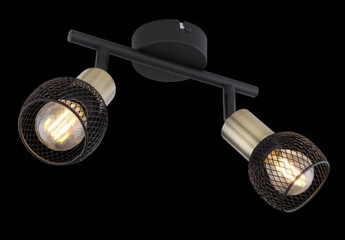 Strahler Fiastra 2-flammig Verstellbar L: 22 Cm - Schwarz, Basics, Metall (22/8/14cm) - Globo